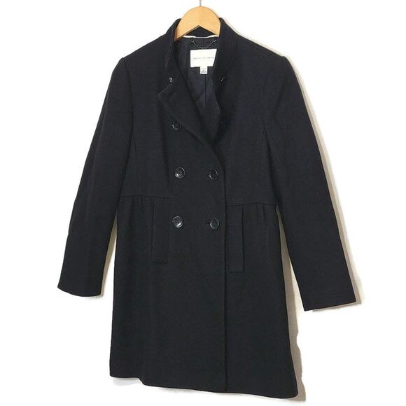Banana Republic Wool Black Coat Double Breasted Princess Cut Mid Length Size PL - Picture 6 of 16